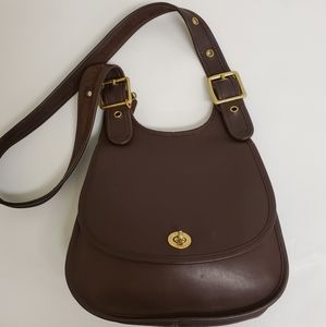 Vintage Coach Dark Brown Crescent Saddle